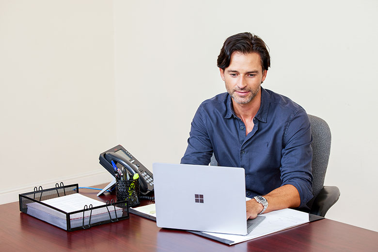 male worker at desk